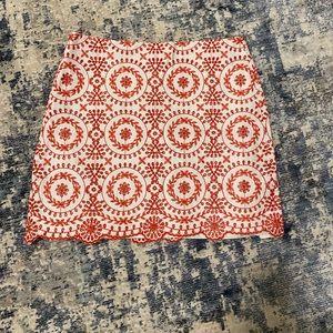 Ann Taylor LOFT | Orange Embroidered Scalloped Eyelet Skirt | Sz 6